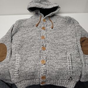 American Stitch Men's Botton Up Gray  Sweater Hoody Medium